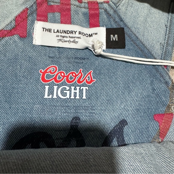 NWT Rare The Laundry Room Coors Light Denim shortalls M Denim Shorts Overalls - Picture 5 of 9